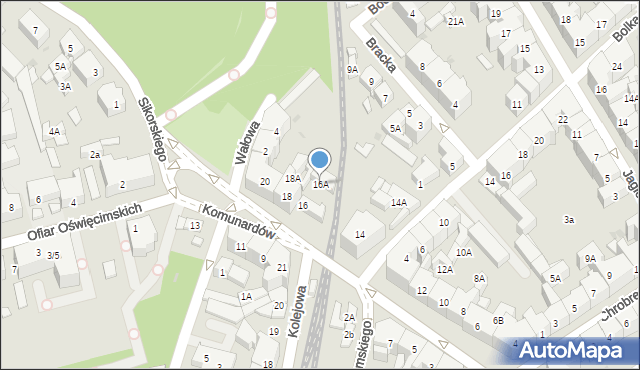 Świdnica, Komunardów, 16A, mapa Świdnicy