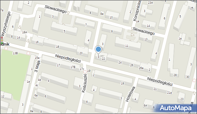 Świdnik, Kochanowskiego Jana, 1, mapa Świdnika