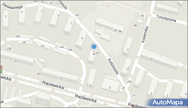 Świdnik, Kościuszki Tadeusza, gen., 11, mapa Świdnika