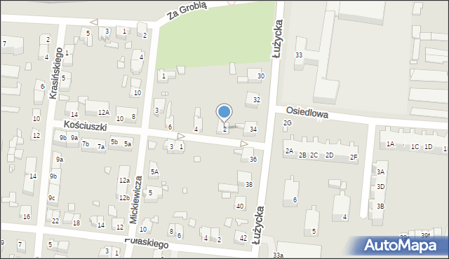 Świebodzin, Kościuszki Tadeusza, gen., 2, mapa Świebodzin