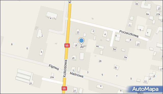 Świerkocin, Kokosowa, 18a, mapa Świerkocin