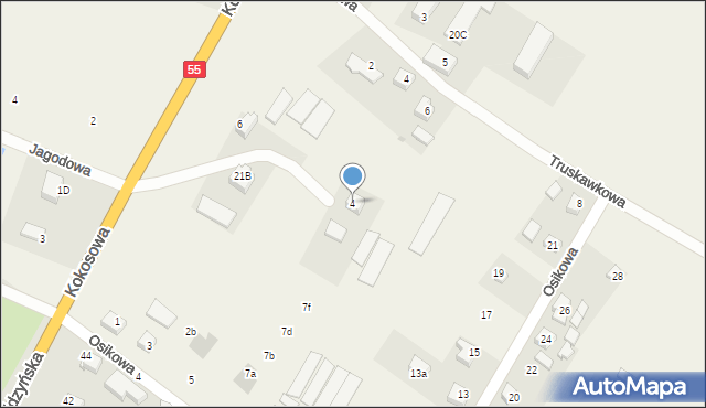 Świerkocin, Kokosowa, 4, mapa Świerkocin