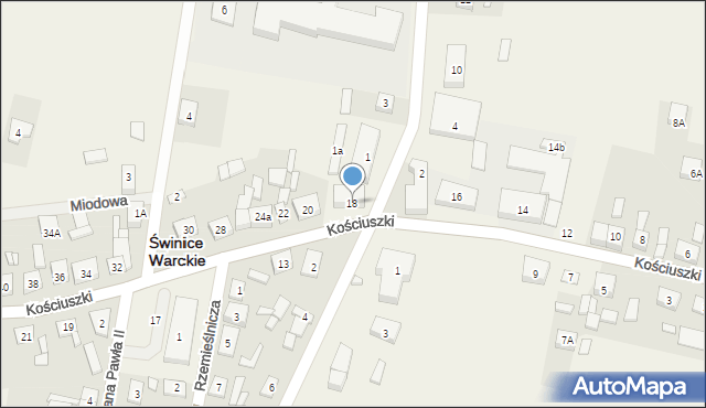 Świnice Warckie, Kościuszki Tadeusza, gen., 18, mapa Świnice Warckie