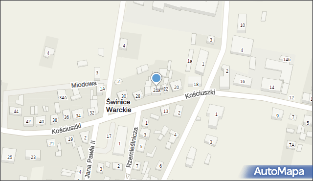 Świnice Warckie, Kościuszki Tadeusza, gen., 24a, mapa Świnice Warckie
