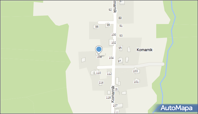 Świnna, Komarnik, 108, mapa Świnna