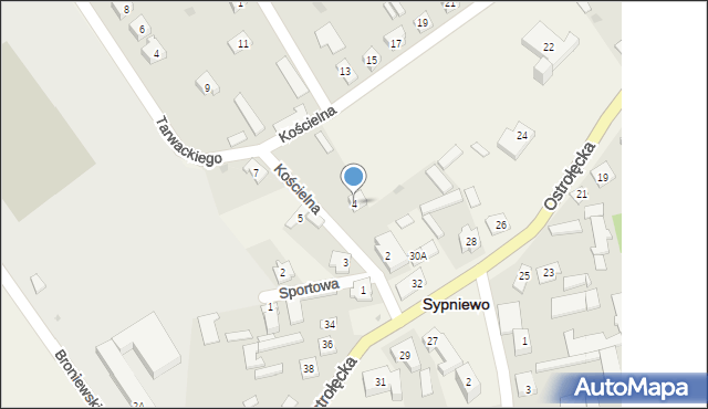 Sypniewo, Kościelna, 4, mapa Sypniewo