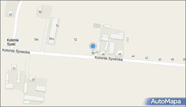 Syski, Kolonia Sysecka, 50, mapa Syski