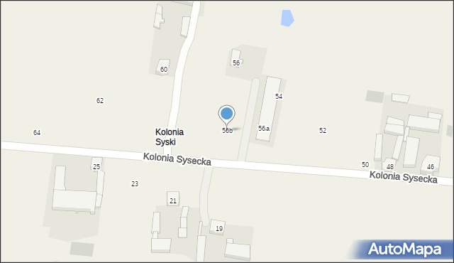 Syski, Kolonia Sysecka, 56b, mapa Syski