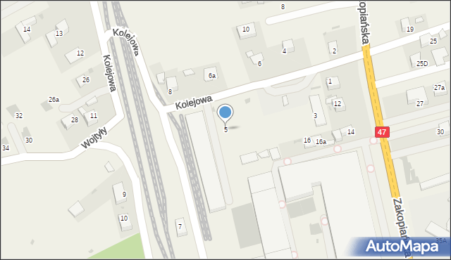 Szaflary, Kolejowa, 5, mapa Szaflary