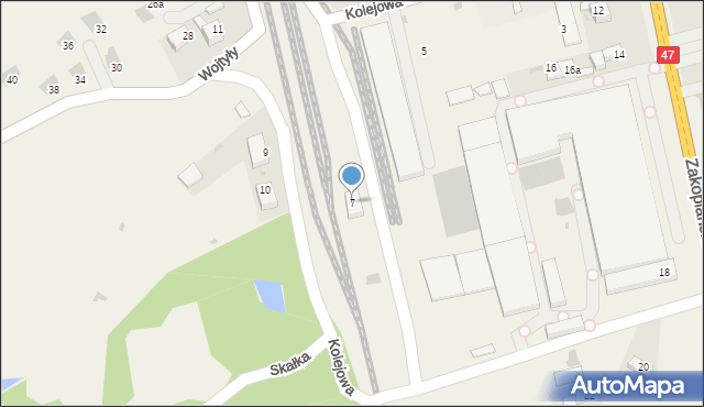 Szaflary, Kolejowa, 7, mapa Szaflary