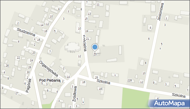 Szaniec, Kościelna, 23, mapa Szaniec