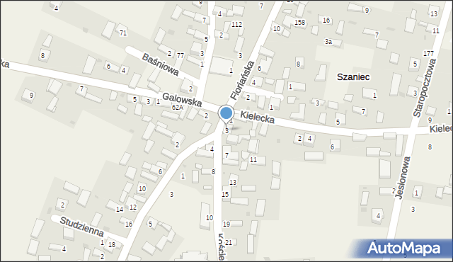 Szaniec, Kościelna, 3, mapa Szaniec