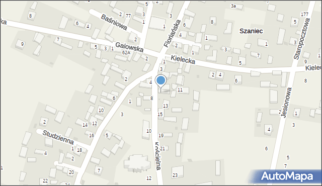Szaniec, Kościelna, 9, mapa Szaniec