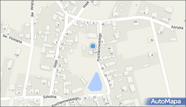 Szczaniec, Kochanowskiego Jana, 1, mapa Szczaniec