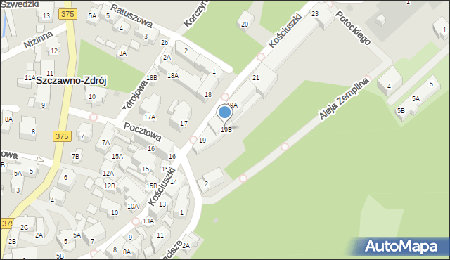 Szczawno-Zdrój, Kościuszki Tadeusza, gen., 19B, mapa Szczawno-Zdrój