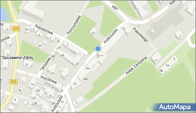Szczawno-Zdrój, Kościuszki Tadeusza, gen., 21, mapa Szczawno-Zdrój