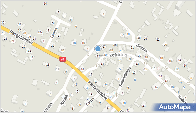 Szczebrzeszyn, Kościelna, 32, mapa Szczebrzeszyn