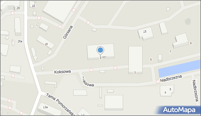 Szczecin, Koksowa, 1, mapa Szczecina