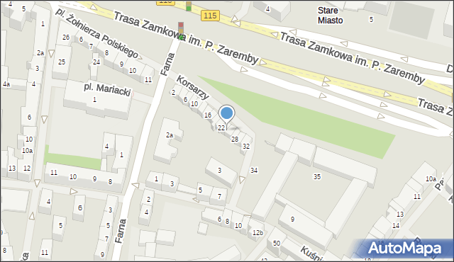 Szczecin, Korsarzy, 24, mapa Szczecina