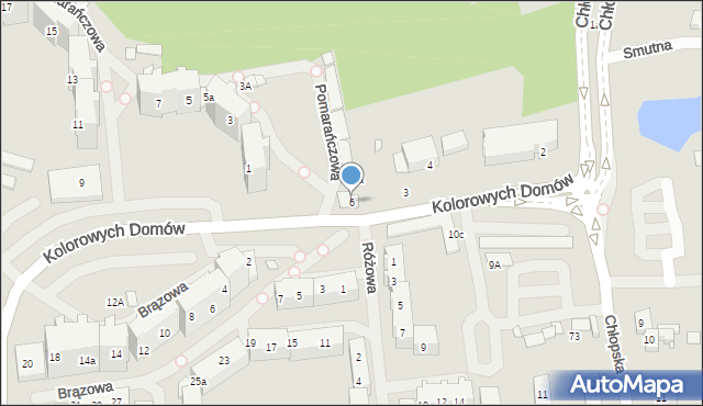 Szczecin, Kolorowych Domów, 6, mapa Szczecina