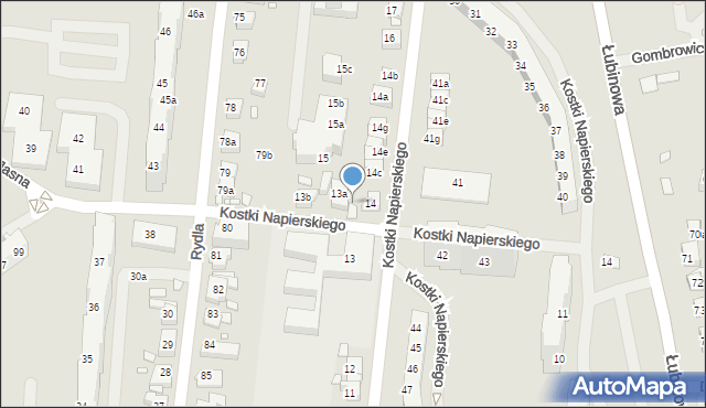 Szczecin, Kostki Napierskiego Aleksandra, 13d, mapa Szczecina