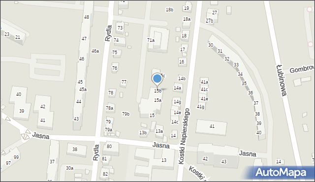 Szczecin, Kostki Napierskiego Aleksandra, 15b, mapa Szczecina
