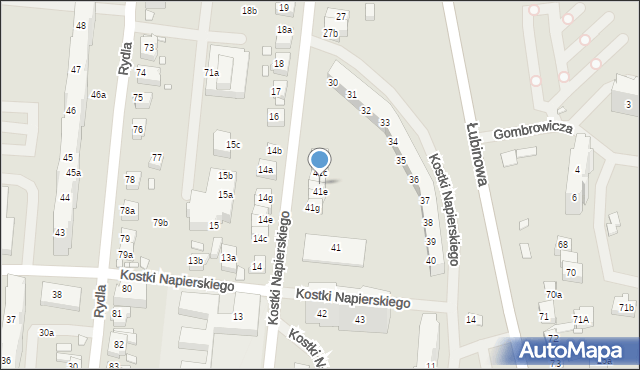 Szczecin, Kostki Napierskiego Aleksandra, 41d, mapa Szczecina