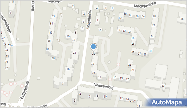 Szczecin, Kosynierów, 11, mapa Szczecina