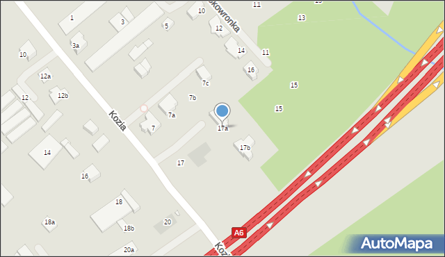 Szczecin, Kozia, 17a, mapa Szczecina