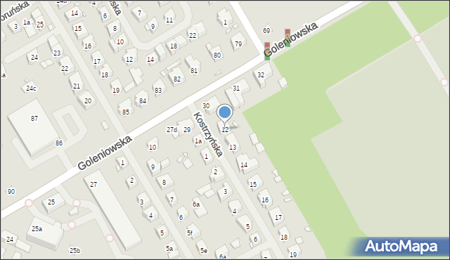 Szczecin, Kostrzyńska, 12, mapa Szczecina