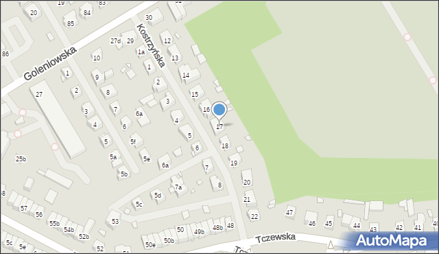 Szczecin, Kostrzyńska, 17, mapa Szczecina