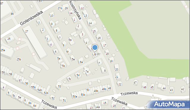 Szczecin, Kostrzyńska, 6, mapa Szczecina