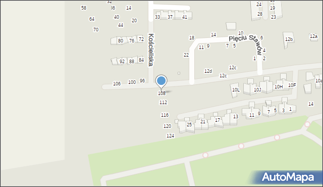 Szczecin, Kościeliska, 108, mapa Szczecina