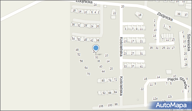 Szczecin, Kościeliska, 30, mapa Szczecina