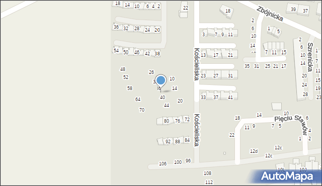 Szczecin, Kościeliska, 38, mapa Szczecina