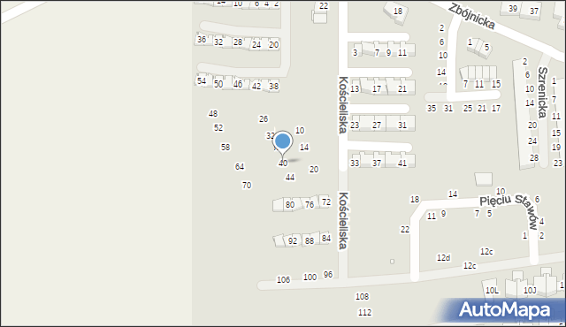 Szczecin, Kościeliska, 40, mapa Szczecina