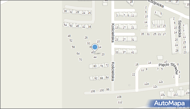 Szczecin, Kościeliska, 42, mapa Szczecina