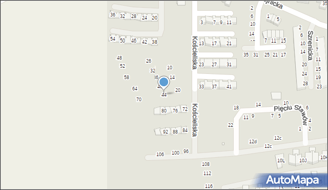Szczecin, Kościeliska, 44, mapa Szczecina