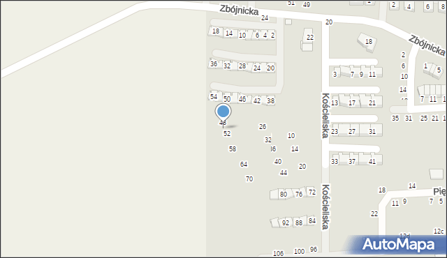 Szczecin, Kościeliska, 50, mapa Szczecina