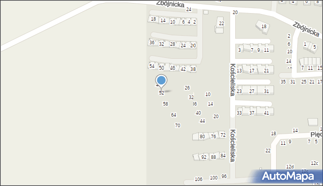 Szczecin, Kościeliska, 52, mapa Szczecina