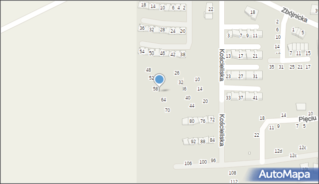 Szczecin, Kościeliska, 60, mapa Szczecina