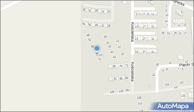 Szczecin, Kościeliska, 66, mapa Szczecina
