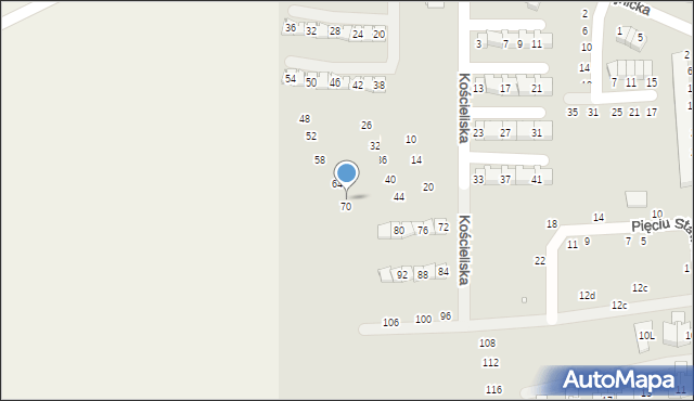 Szczecin, Kościeliska, 68, mapa Szczecina