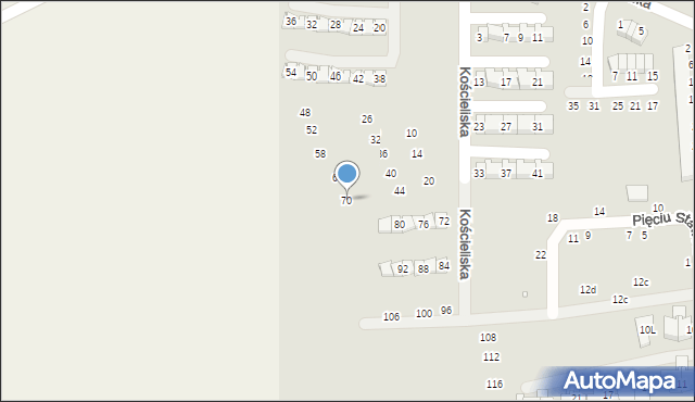 Szczecin, Kościeliska, 70, mapa Szczecina