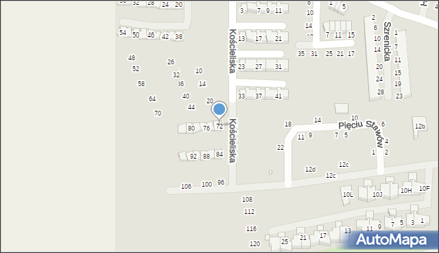 Szczecin, Kościeliska, 72, mapa Szczecina