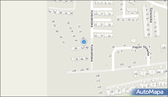 Szczecin, Kościeliska, 74, mapa Szczecina