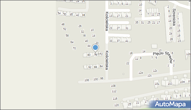 Szczecin, Kościeliska, 76, mapa Szczecina