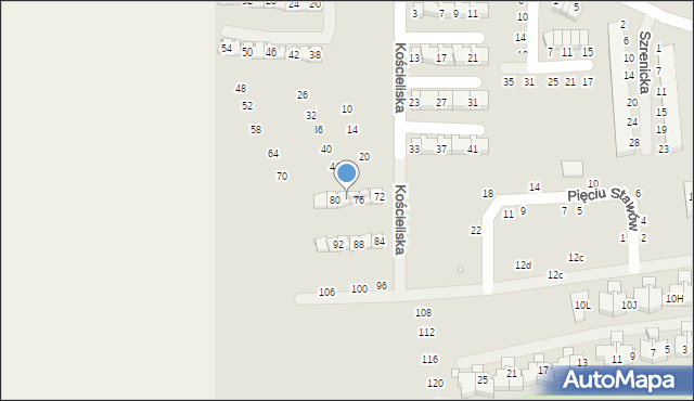 Szczecin, Kościeliska, 78, mapa Szczecina