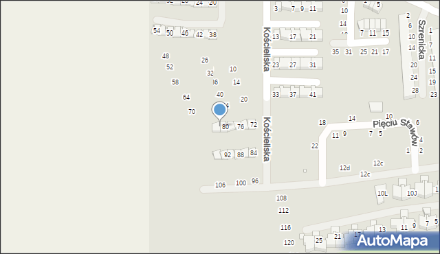 Szczecin, Kościeliska, 82, mapa Szczecina