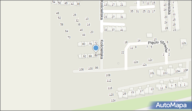 Szczecin, Kościeliska, 84, mapa Szczecina